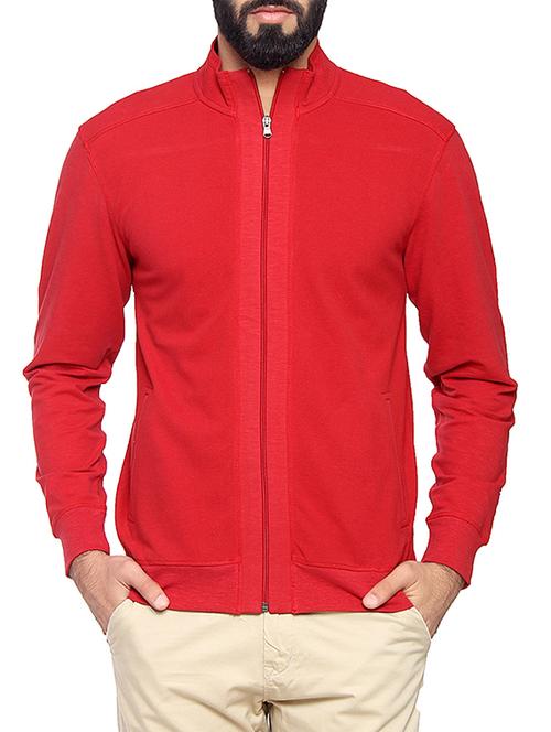 red cotton casual jacket - 14731951 - Standard Image - 1