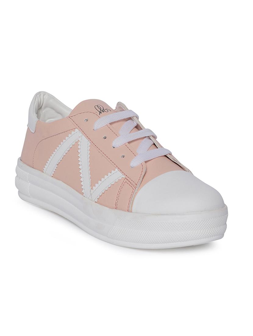 orange faux leather laceup sneakers - 14732108 - Zoom Image - 1