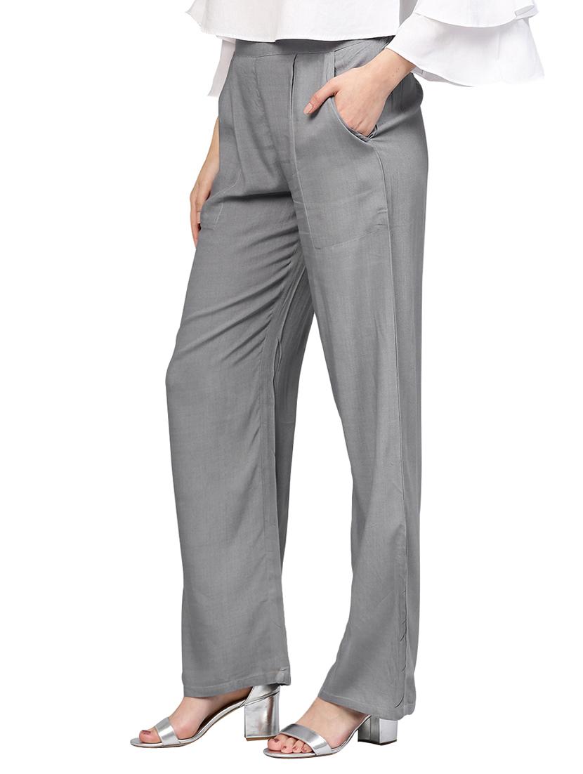 grey solid palazzo - 14733555 - Zoom Image - 2