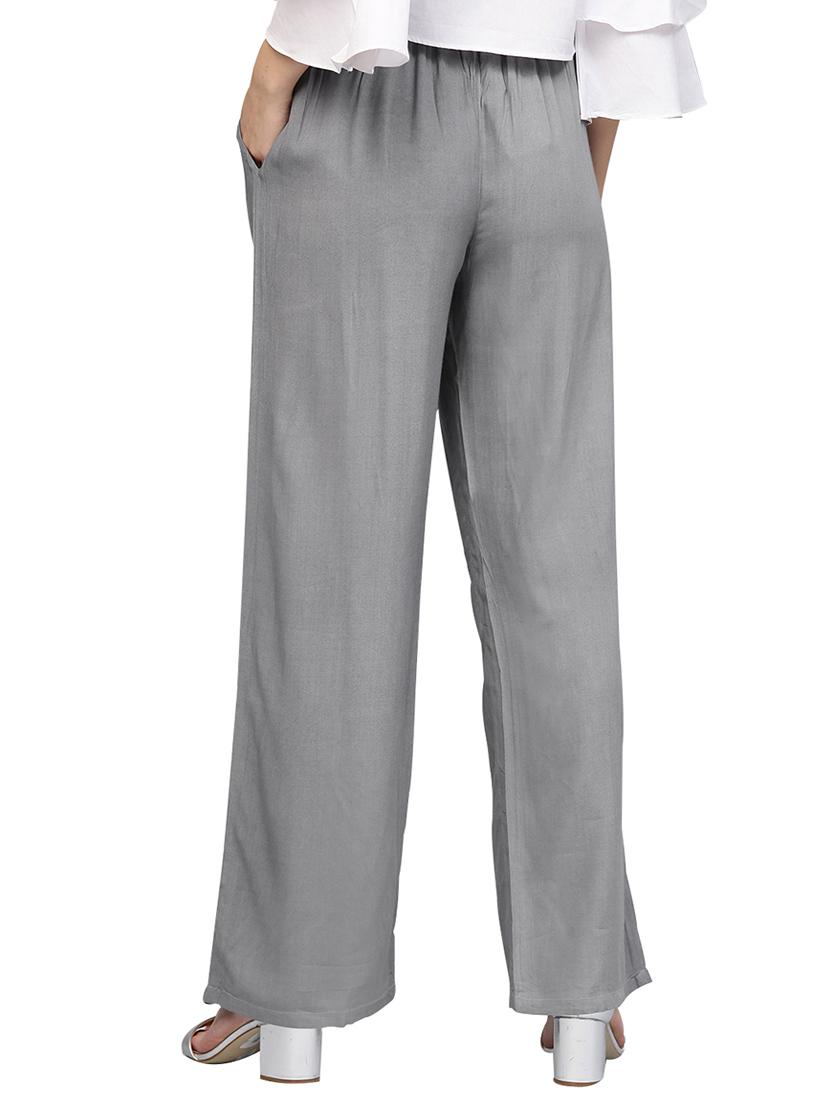 grey solid palazzo - 14733555 - Zoom Image - 3