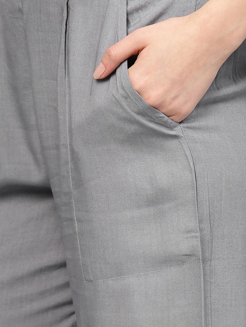 grey solid palazzo - 14733555 - Zoom Image - 4