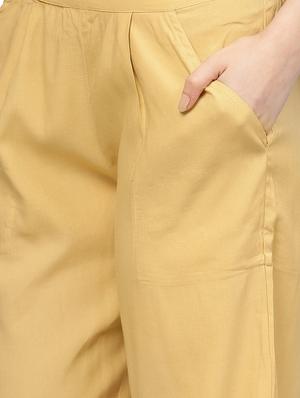 beige solid palazzo - 14733559 - Standard Image - 4