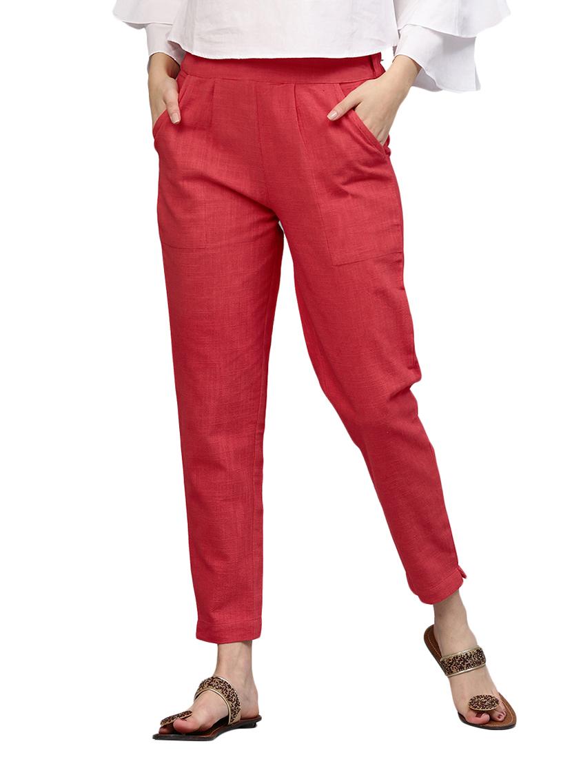 red flat front trouser - 14733568 - Zoom Image - 1