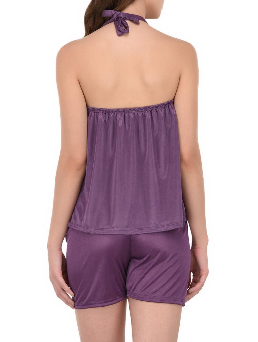 purple solid nightwear set - 14733631 - Zoom Image - 5