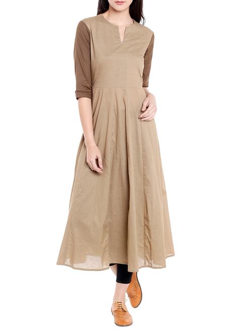 brown cotton anarkali kurta - 14733958 - Standard Image - 1
