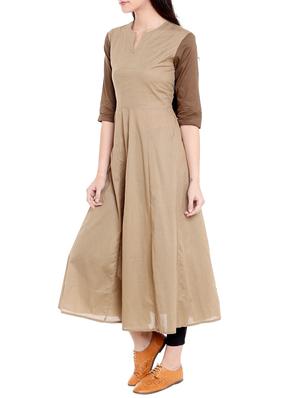 brown cotton anarkali kurta - 14733958 - Standard Image - 2