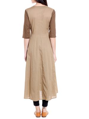 brown cotton anarkali kurta - 14733958 - Standard Image - 3