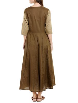 brown cotton anarkali kurta - 14733959 - Standard Image - 3