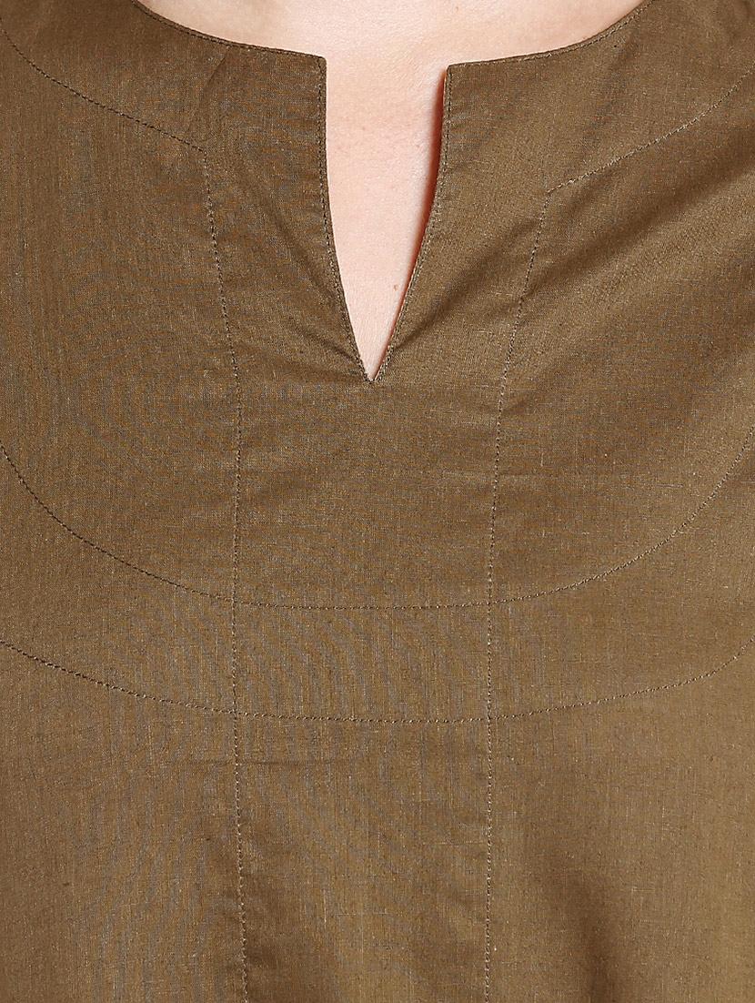 brown cotton anarkali kurta - 14733959 - Zoom Image - 4