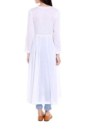 white cotton anarkali kurta - 14733960 - Standard Image - 3