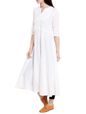 white cotton anarkali kurta - 14734125 - Standard Image - 2