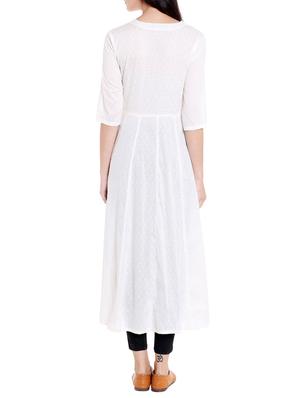 white cotton anarkali kurta - 14734125 - Standard Image - 3