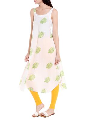 white cotton asymmetric kurta - 14734129 - Standard Image - 2