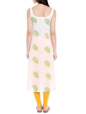 white cotton asymmetric kurta - 14734129 - Standard Image - 3