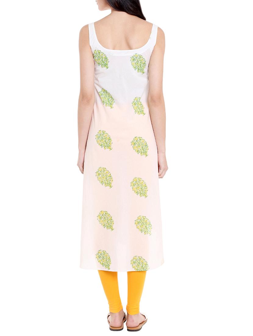 white cotton asymmetric kurta - 14734129 - Zoom Image - 3