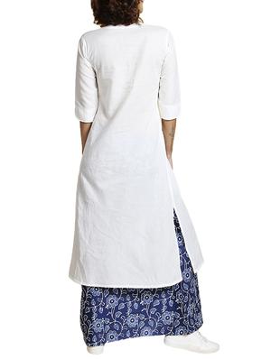 white cotton straight kurta - 14734130 - Standard Image - 3