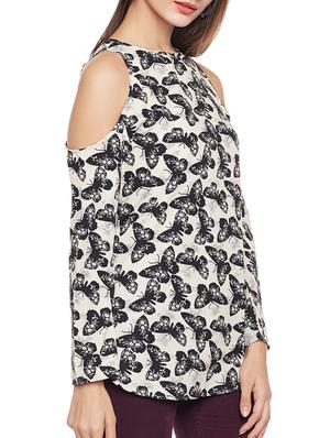 beige printed casual top - 14734189 - Standard Image - 2