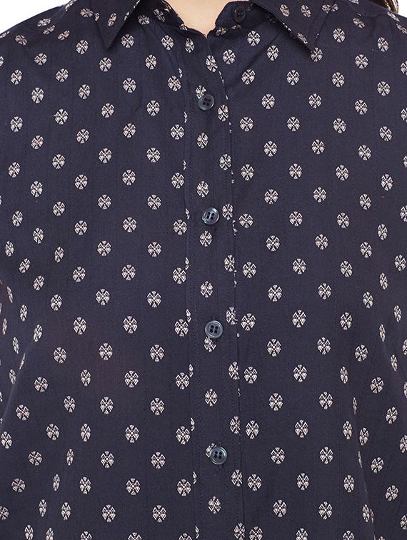 navy blue cotton shirt - 14734191 - Zoom Image - 4