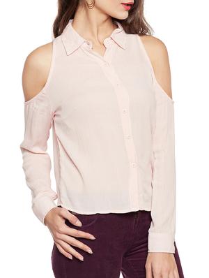 rosewater pink cold shoulder shirt - 14734192 - Standard Image - 2