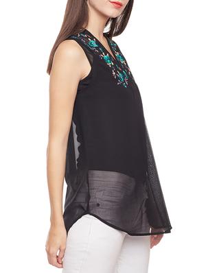 black solid embroidered tunic - 14734195 - Standard Image - 2