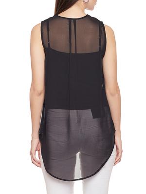 black solid embroidered tunic - 14734195 - Standard Image - 3