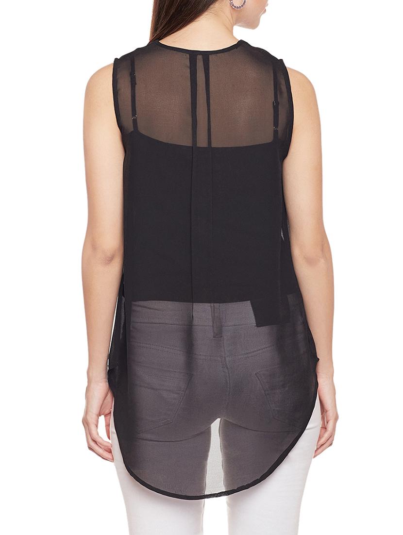 black solid embroidered tunic - 14734195 - Zoom Image - 3