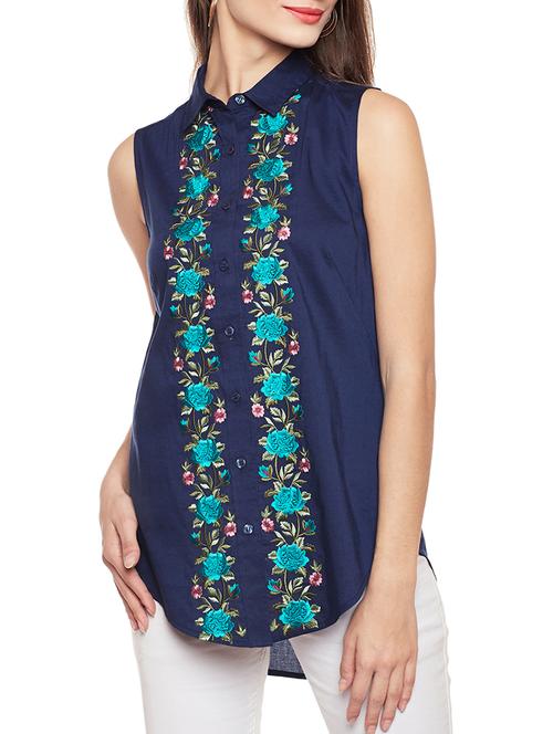 navy blue rayon tunic - 14734196 - Standard Image - 1