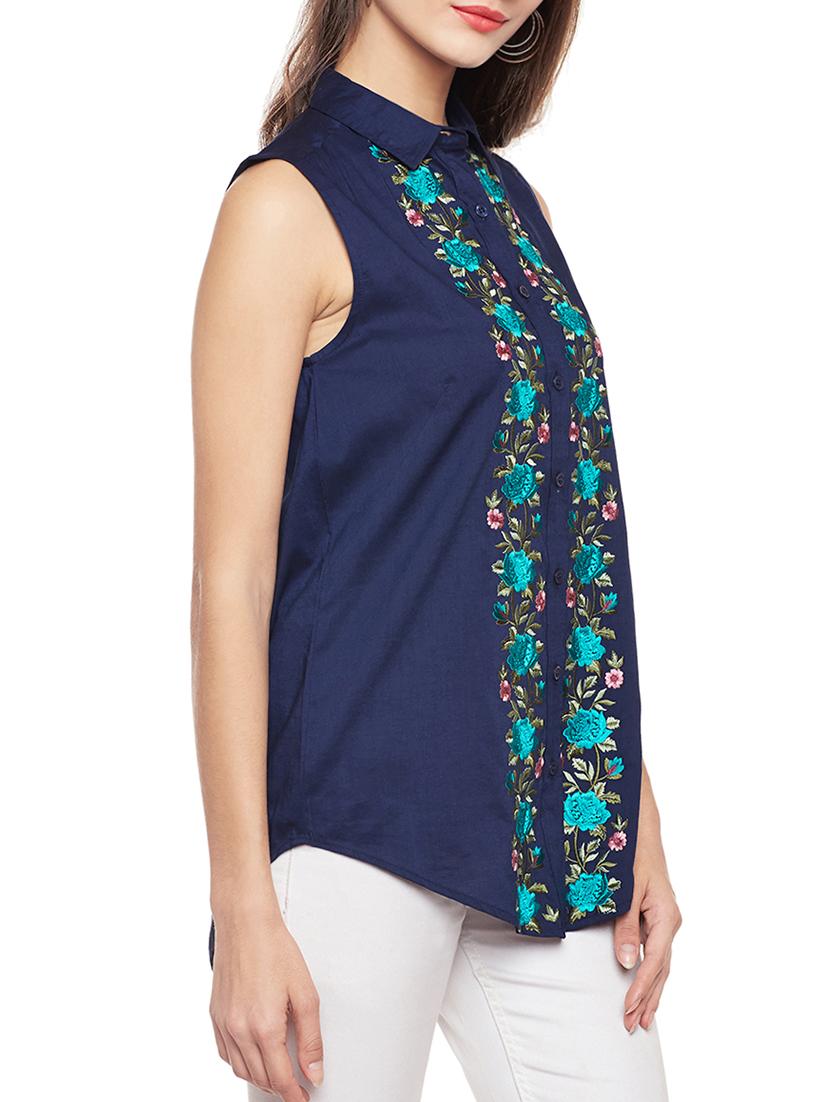 navy blue rayon tunic - 14734196 - Zoom Image - 2