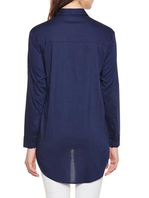 navy blue rayon floral embroidered tunic - 14734198 - Standard Image - 3