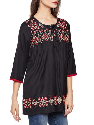 black solid cotton tunic - 14734201 - Standard Image - 2