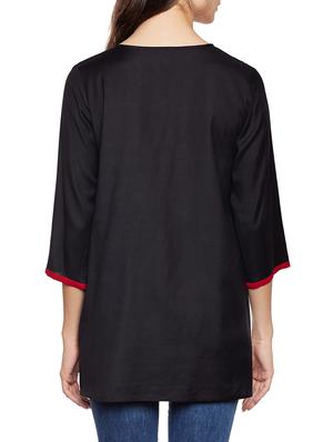 black solid cotton tunic - 14734201 - Standard Image - 3