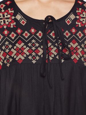 black solid cotton tunic - 14734201 - Standard Image - 4