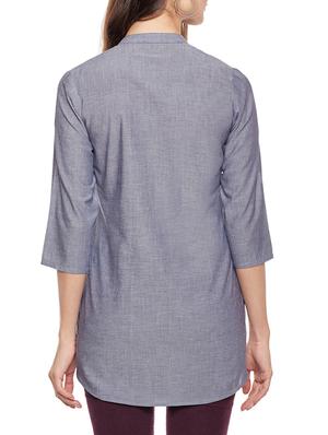 grey rayon embroidered tunic - 14734203 - Standard Image - 3