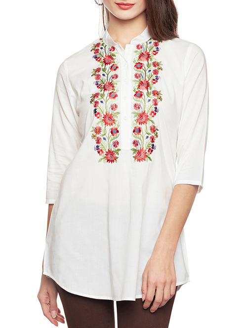 white solid cotton tunic - 14734204 - Standard Image - 1