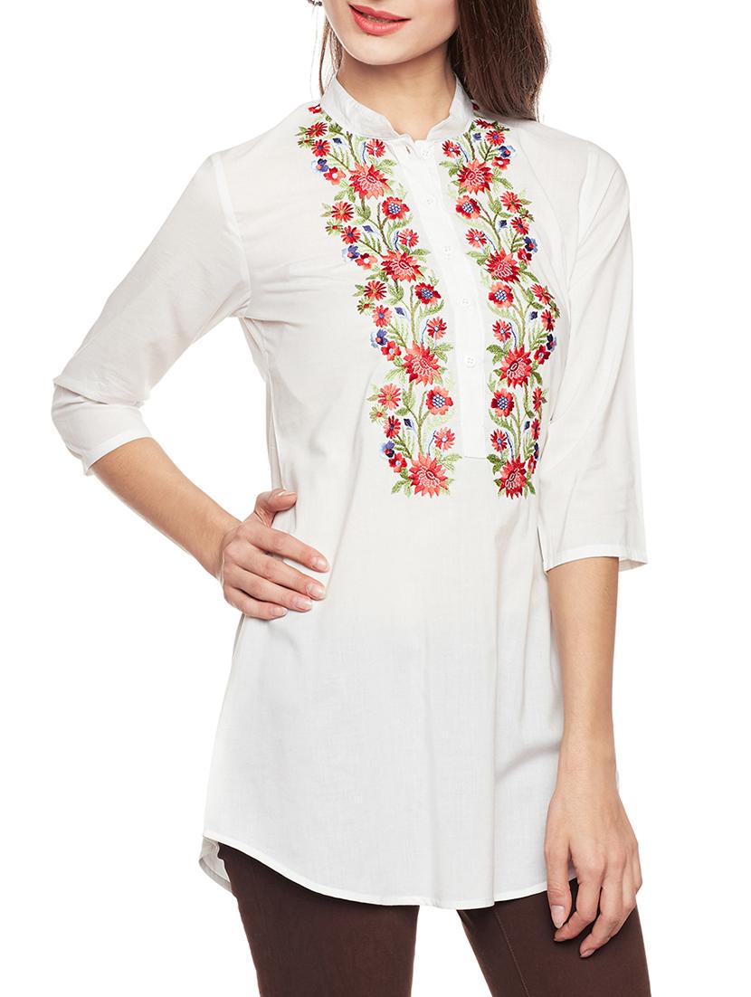 white solid cotton tunic - 14734204 - Zoom Image - 2