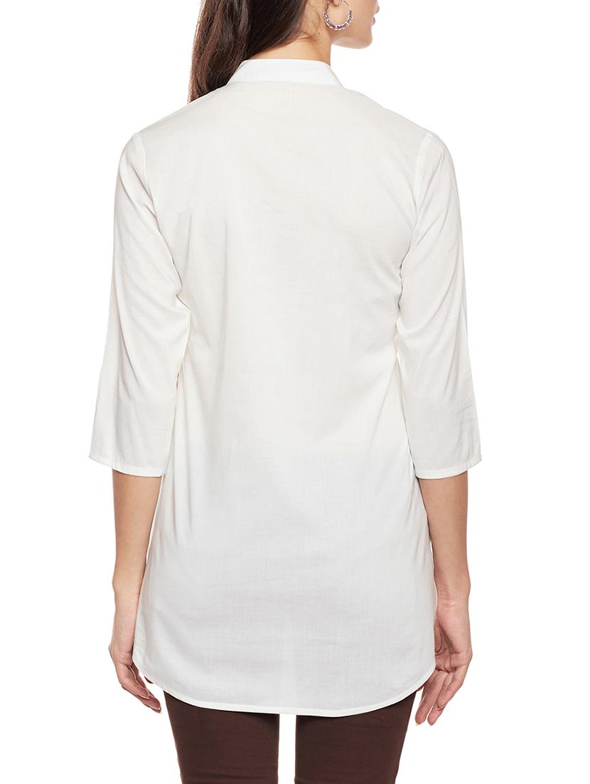 white solid cotton tunic - 14734204 - Zoom Image - 3
