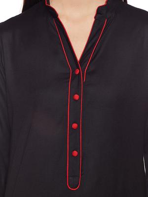 black rayon straight kurta - 14734206 - Standard Image - 4
