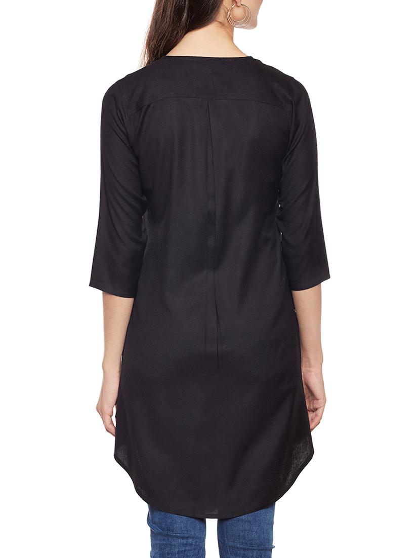 black solid rayon tunic - 14734208 - Zoom Image - 3