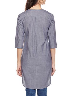 grey solid cotton tunic - 14734209 - Standard Image - 3