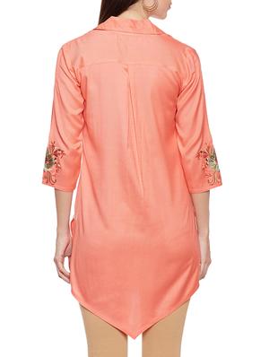 orange viscose asymmetric kurti - 14734211 - Standard Image - 3