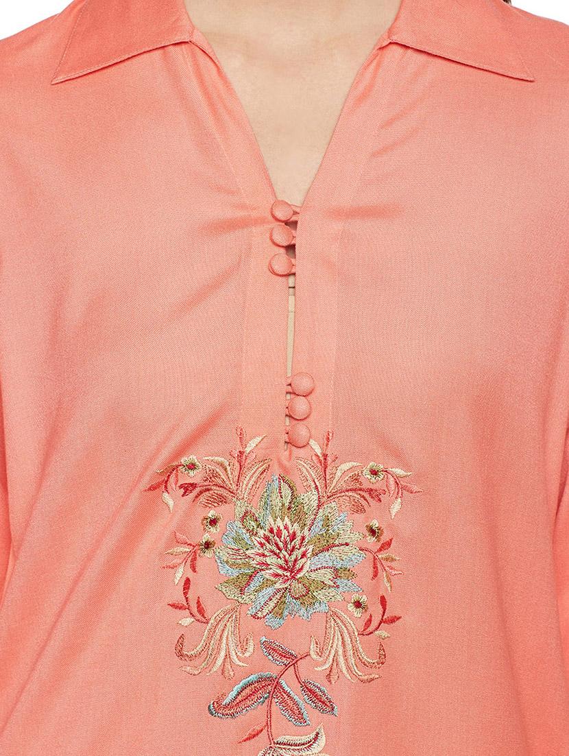 orange viscose asymmetric kurti - 14734211 - Zoom Image - 4