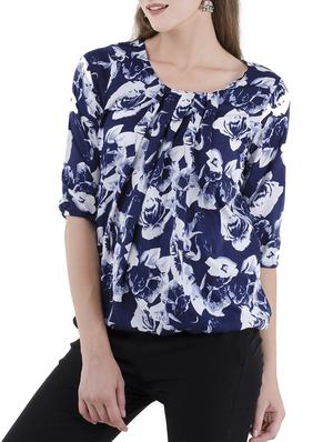 pleated front floral blouson top - 14734801 - Standard Image - 2