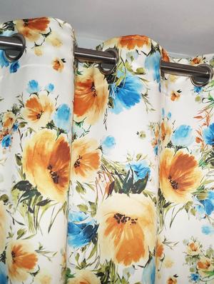 printed cream based flower window curtain - 14735347 - Standard Image - 2