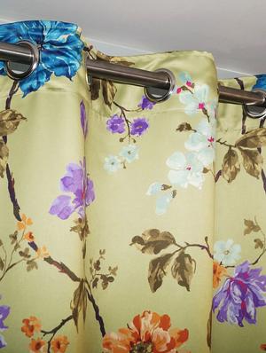 printed lemon yellow based flower door curtain - 14735352 - Standard Image - 3