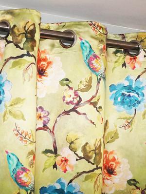 printed light green based flower door curtain - 14735354 - Standard Image - 2