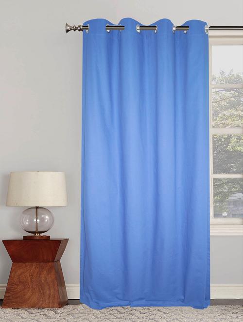 cotton door curtain with 8 metal eyelets and tieback - 14735375 - Standard Image - 1