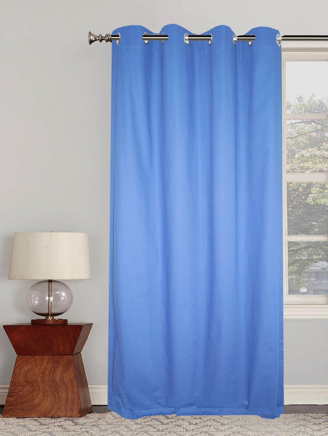 cotton door curtain with 8 metal eyelets and tieback - 14735375 - Zoom Image - 1