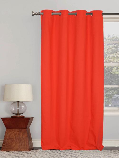 cotton door curtain with 8 metal eyelets and tieback - 14735380 - Standard Image - 1