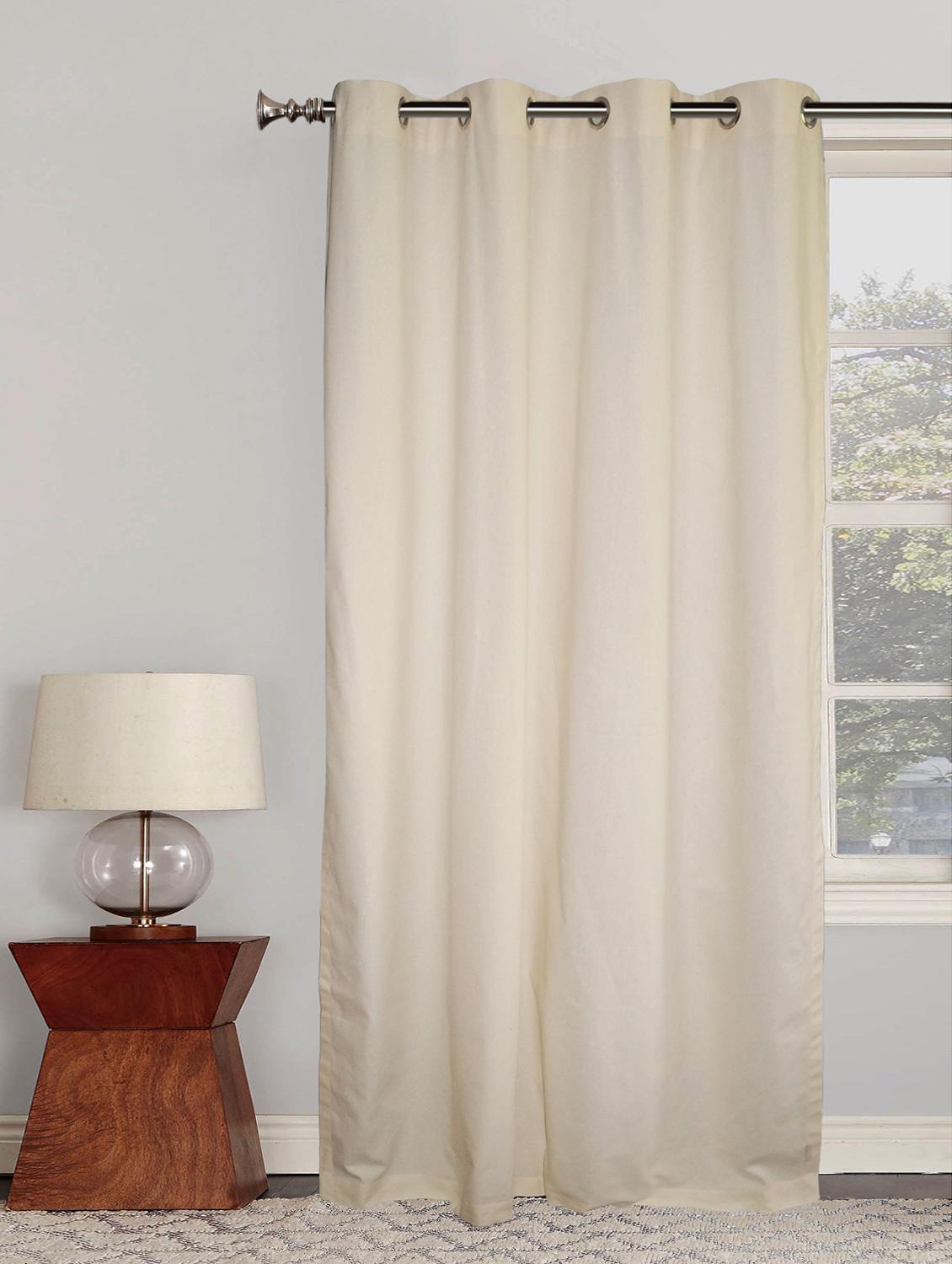 cotton door curtain with 8 metal eyelets and tieback - 14735387 - Zoom Image - 1