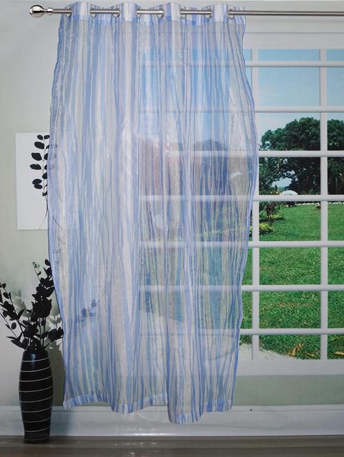 stylish blue with abstract stripes sheer curtain for door - 14735391 - Standard Image - 1